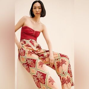 Farm Rio Pineapple Satin Wide Leg Pants